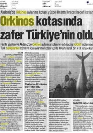 Orkinos Avlanma Kotasında Zafer Türklerin Oldu
